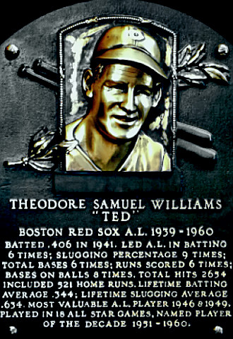 Ted Williams Hall of Fame plaque