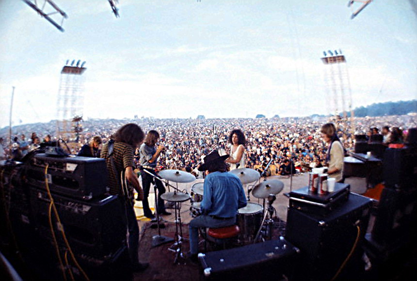 Woodstock Festival with Jefferson Airplane on stage